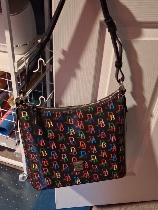 Dooney & Bourke Handbags - Dooney & Bourke Black Multicolor Logo Hobo Shoulder Bag